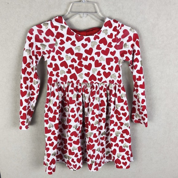 Tommy Bahama Other - Tommy Bahama Girls Heart Dress Size 7 Red Gold Valentine Long Sleeve‎
